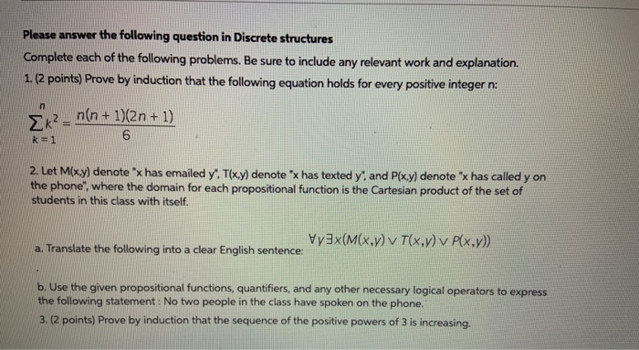 Solved Please Answer The Following Question In Discrete | Chegg.com