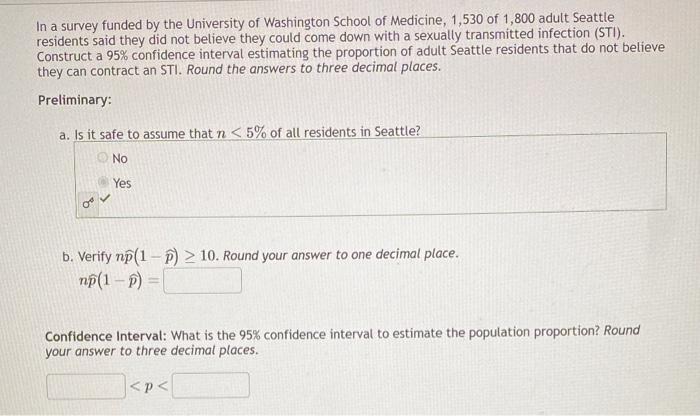 Solved In a survey funded by the University of Washington | Chegg.com