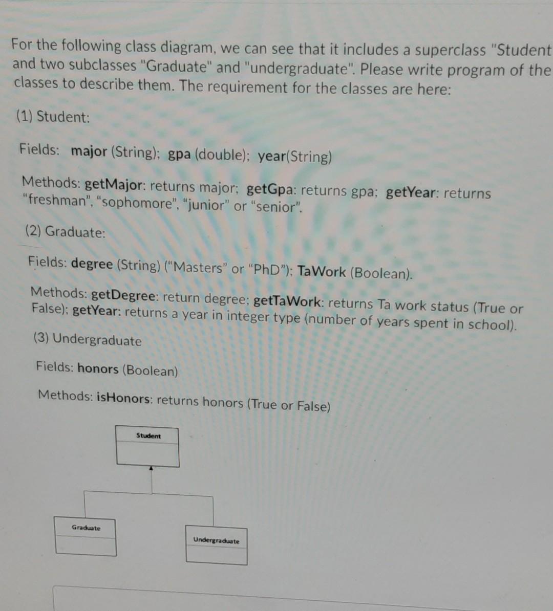 Solved For the following class diagram, we can see that it | Chegg.com