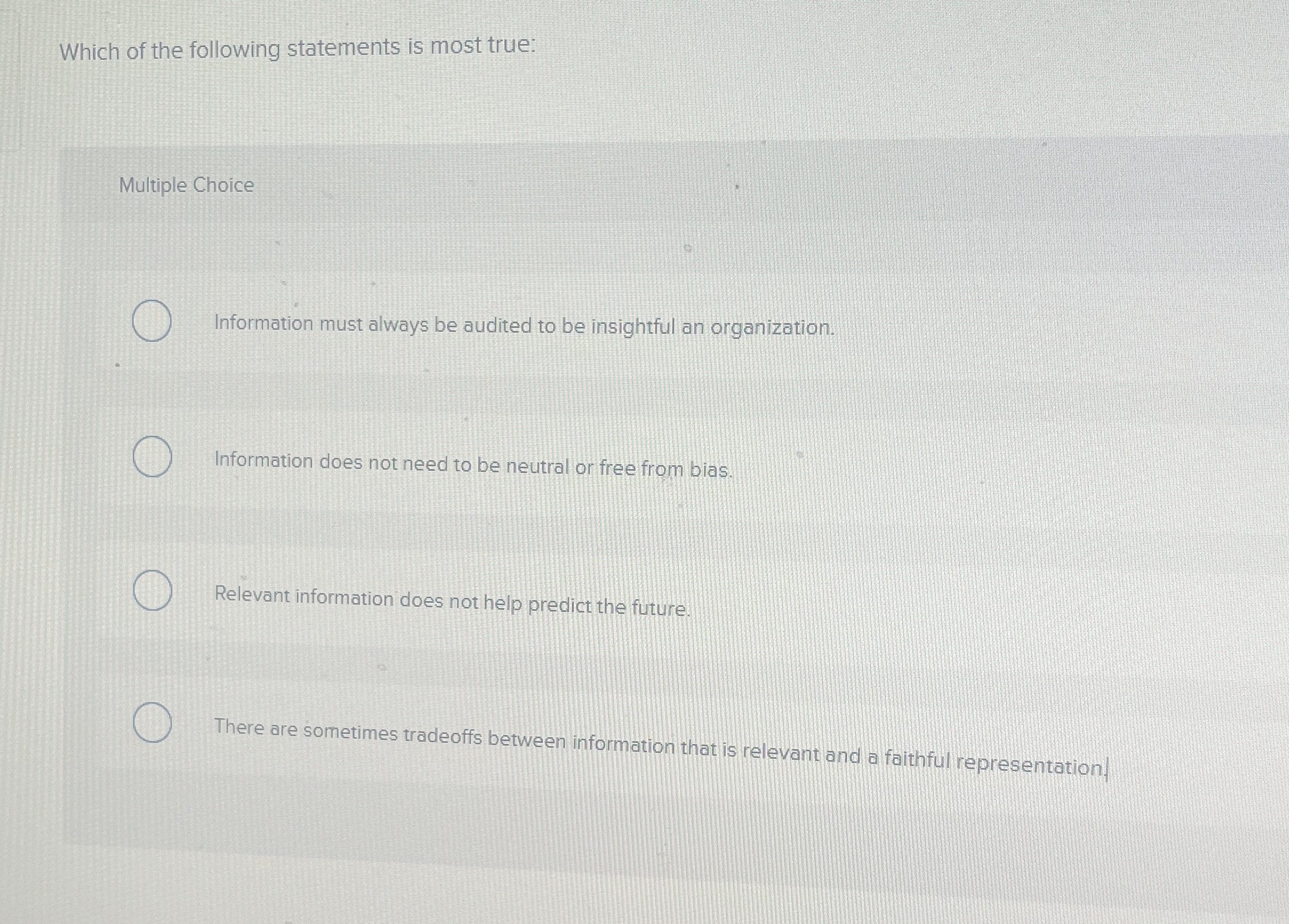 Solved Which of the following statements is most | Chegg.com