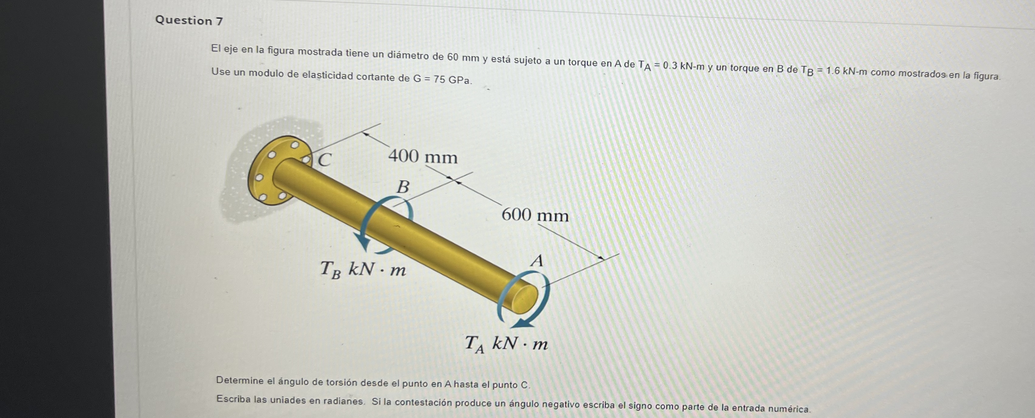 Solved The shaft in the figure shown has a diameter of 60 | Chegg.com