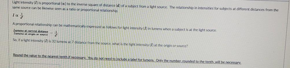 Solved Light intensity (T) is proportional (o) to the | Chegg.com