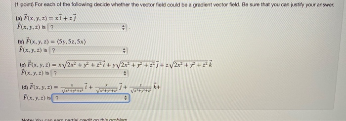 Solved (1 point) For each of the following decide whether | Chegg.com