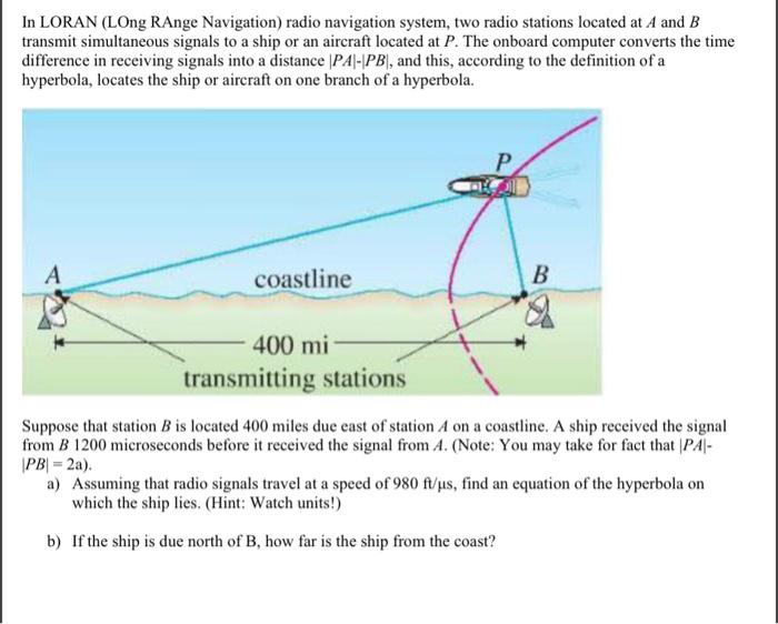 Solved In LORAN (LOng RAnge Navigation) radio navigation