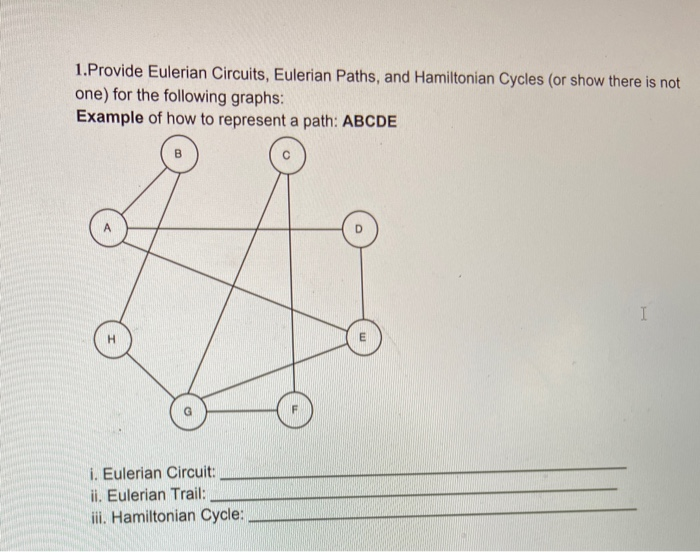 Solved 1.Provide Eulerian Circuits, Eulerian Paths, And | Chegg.com