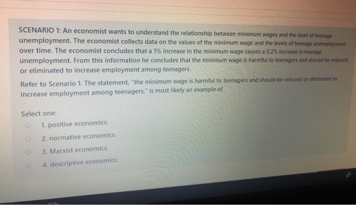 Solved SCENARIO 1: An economist wants to understand the | Chegg.com
