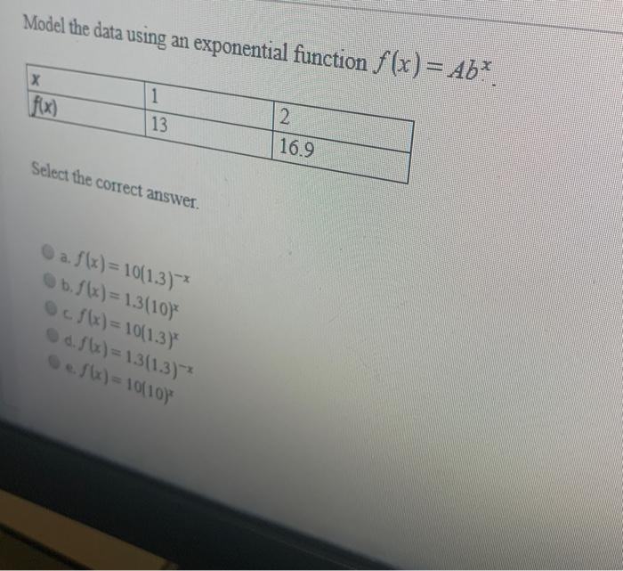 Solved Model the data using an exponential function (x)AJ 1 | Chegg.com