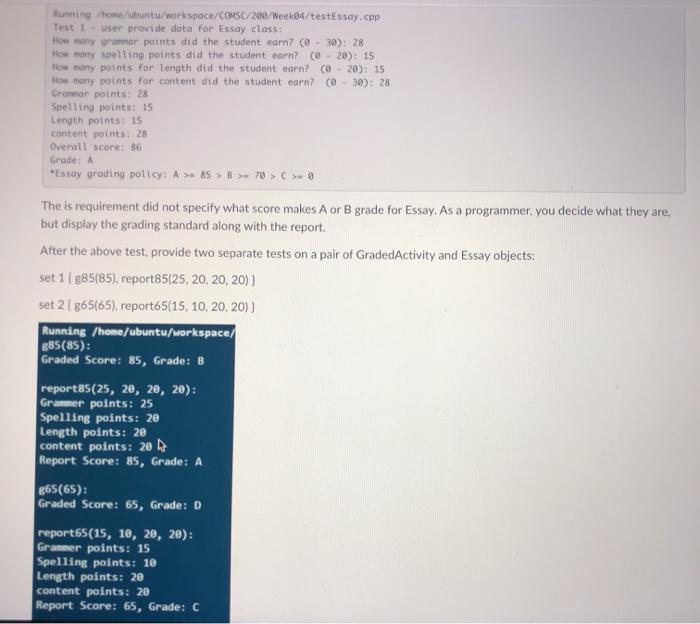 Solved Assignment 4 Essay Class - Redefining Base Class | Chegg.com