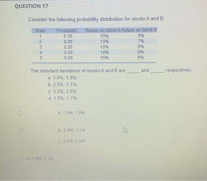 Solved Consider The Following Probability Distribution For | Chegg.com