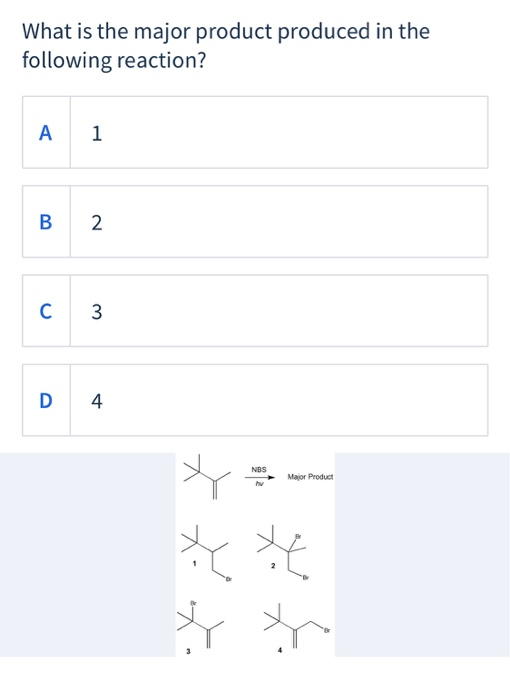 Solved What is the major product produced in the following | Chegg.com