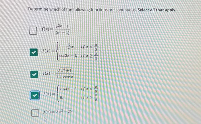 Solved Determine which of the following functions are | Chegg.com