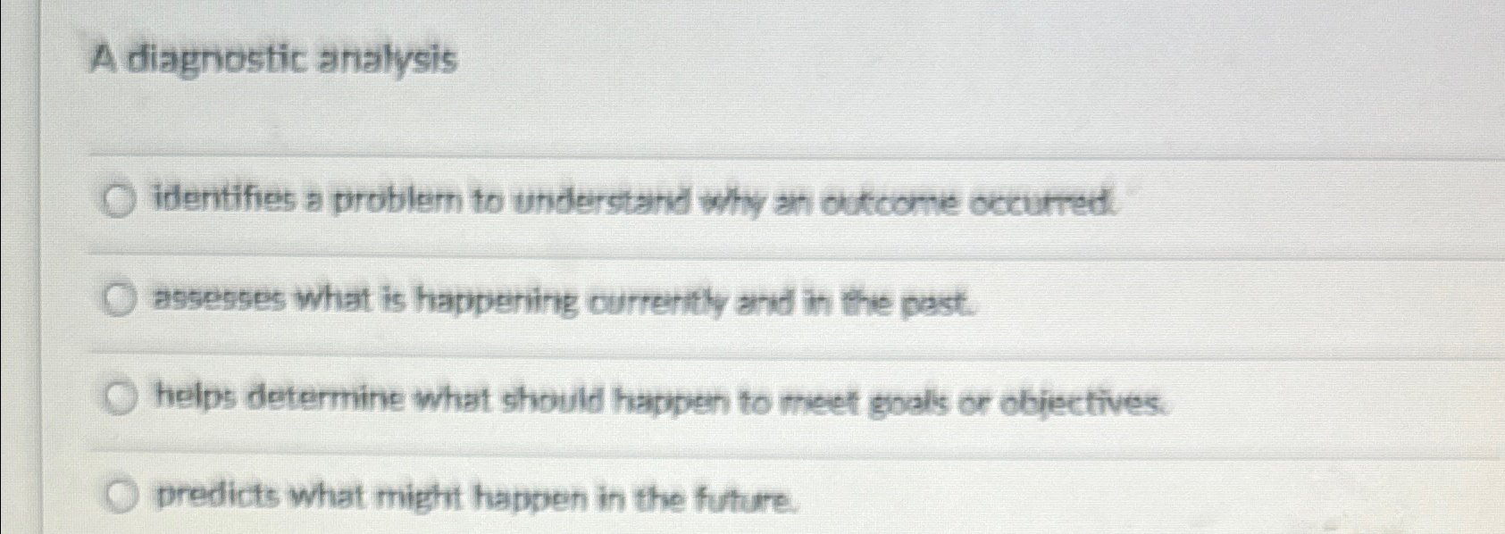 Solved A diagnostic analysisidentifies a problem to | Chegg.com