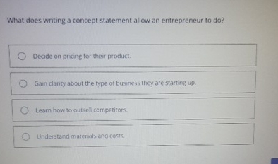 Solved What does writing a concept statement allow an | Chegg.com