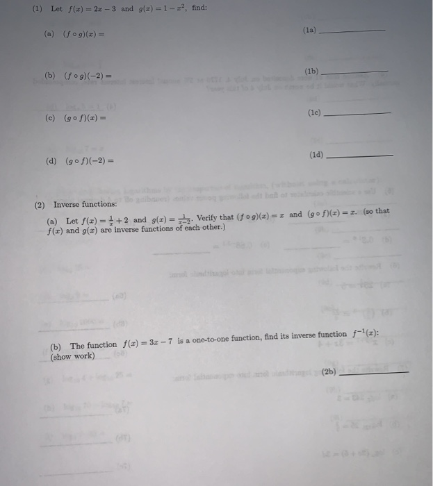 Solved (1) Let f(x) = 2x - 3 and g(x) = 1 - 2?, find: (a) | Chegg.com