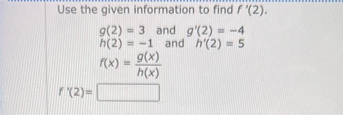 Solved Use the given information to find f′(8). | Chegg.com