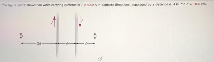 Solved The figure below shows two wires carrying currents of | Chegg.com