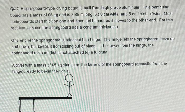 Solved Q4.2. A springboard-type diving board is built from | Chegg.com