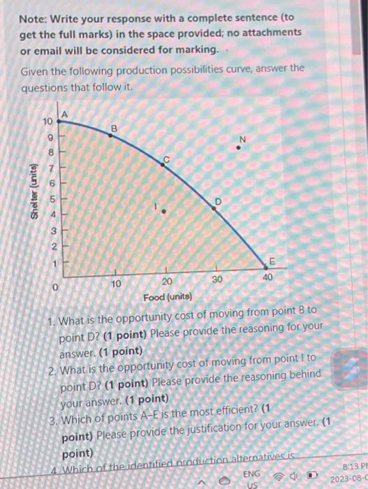 Solved Note: Write your response with a complete sentence | Chegg.com