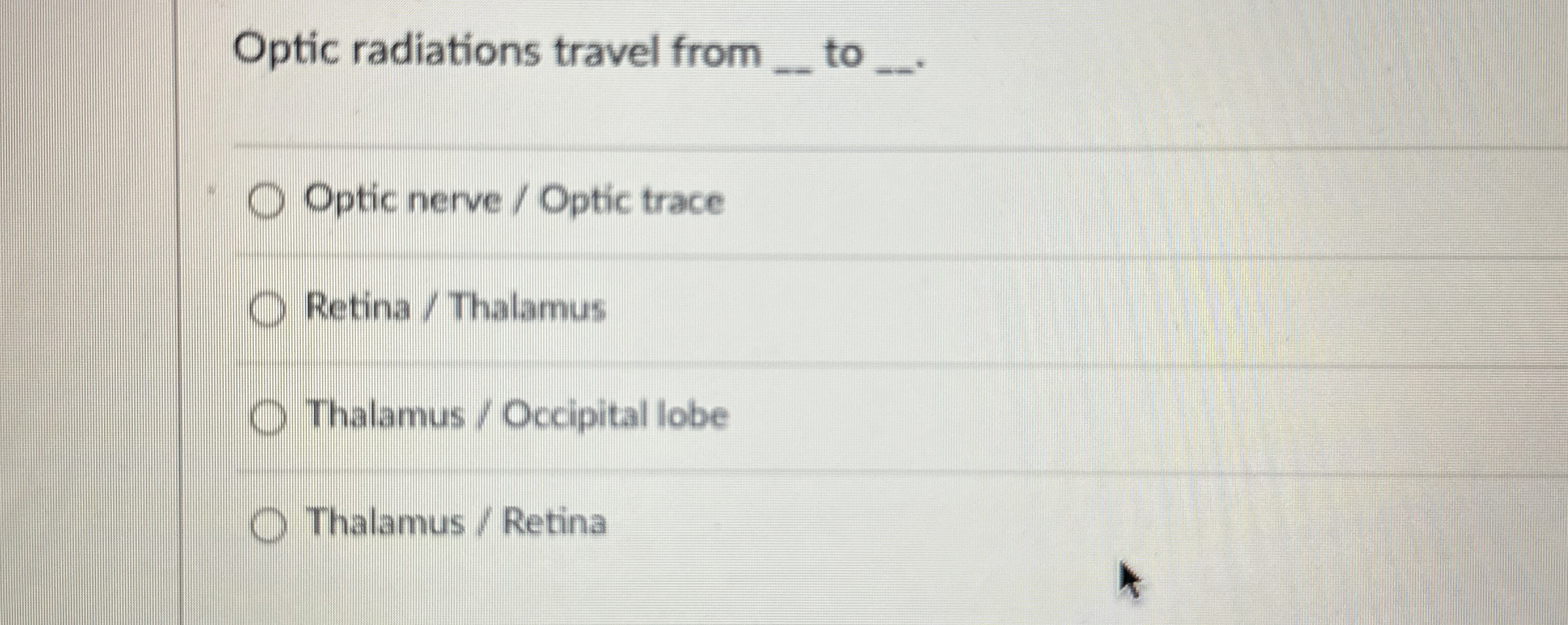 Optic radiations travel from q, ﻿to q, . q,Optic | Chegg.com