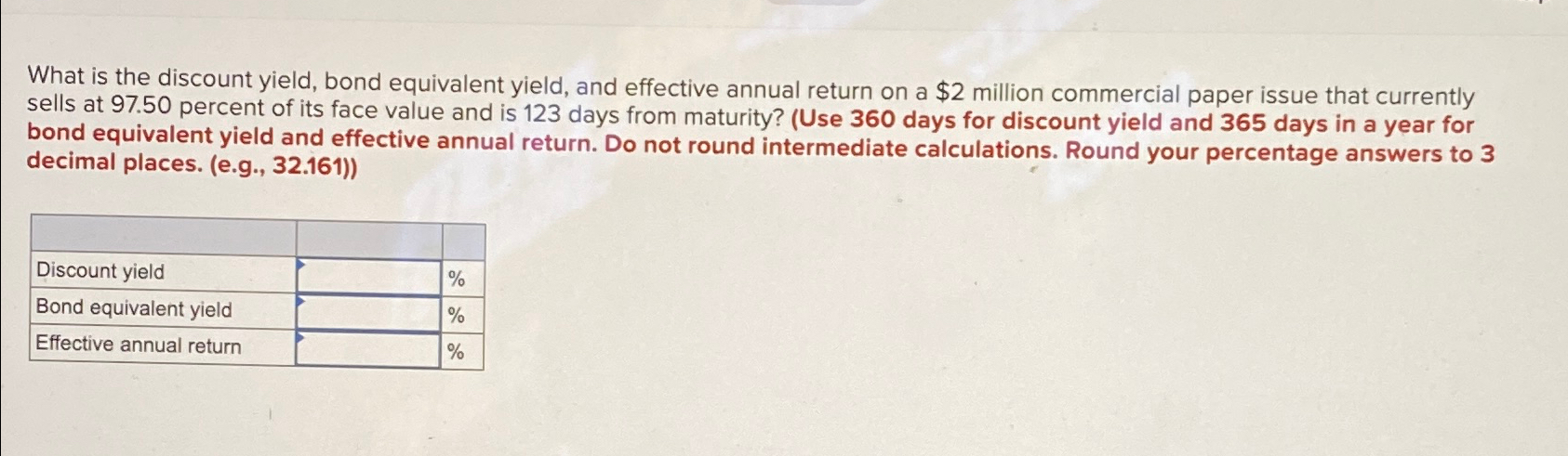 What is the discount yield, bond equivalent yield, | Chegg.com