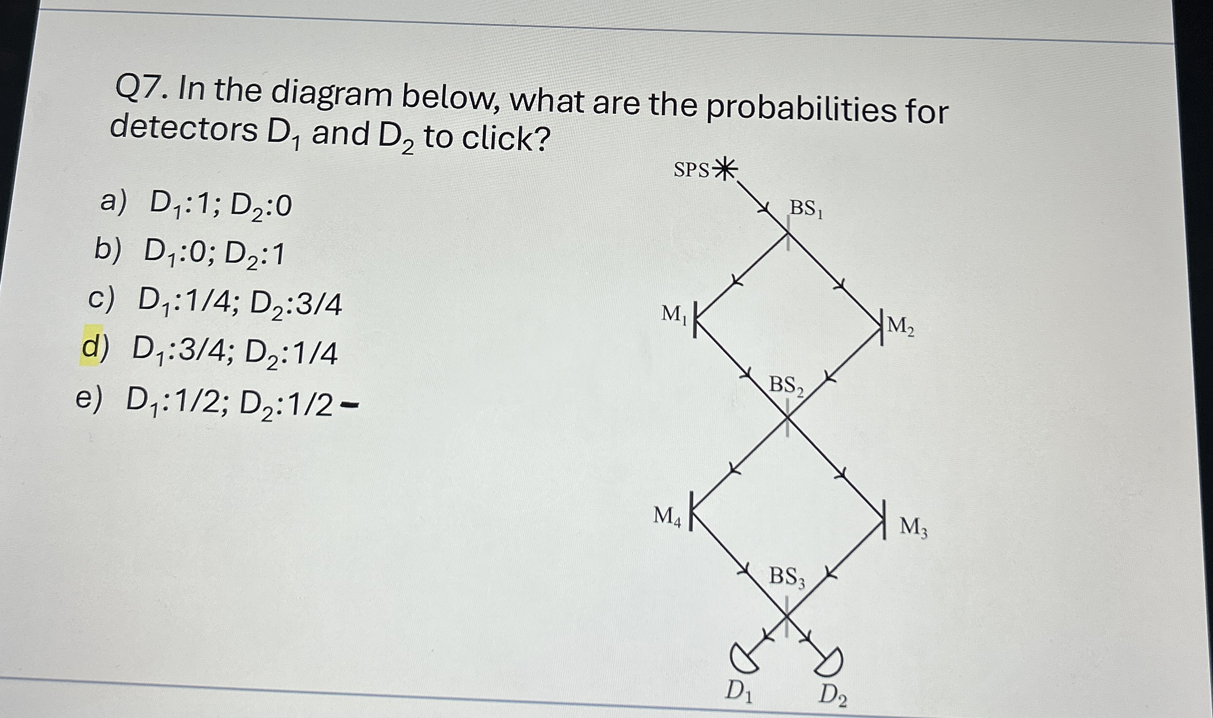 Solved Q7. ﻿In the diagram below, what are the probabilities