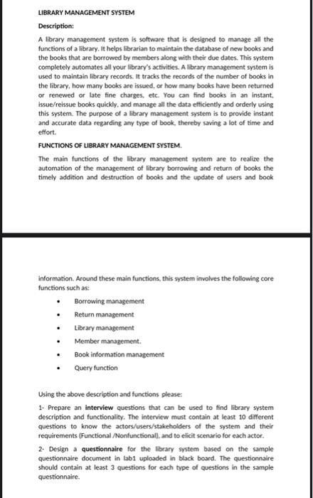 LBRARY MANAGEMENT SYSTEM
Description:
A library management system is software that is designed to manage all the functions of