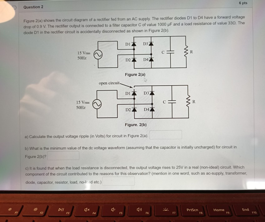 Solved 6 pts Question 2 Figure 2(a) shows the circuit | Chegg.com