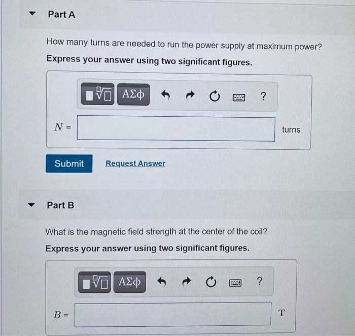 Solved The magnetic field B at the center of a circular coil | Chegg.com