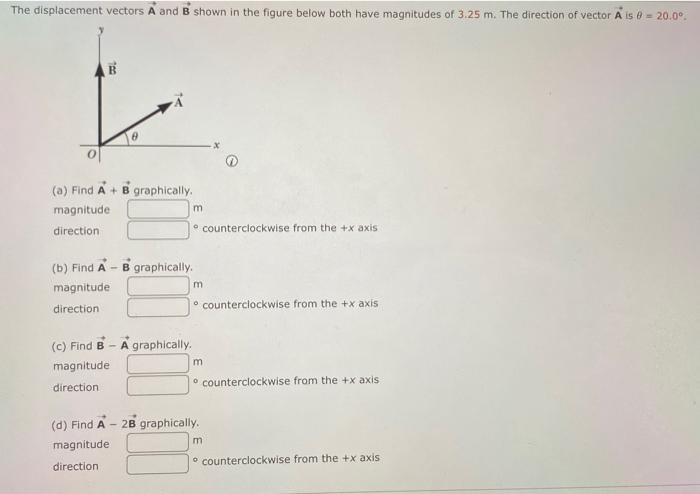 Solved displacement vectors A and B shown in the figure | Chegg.com
