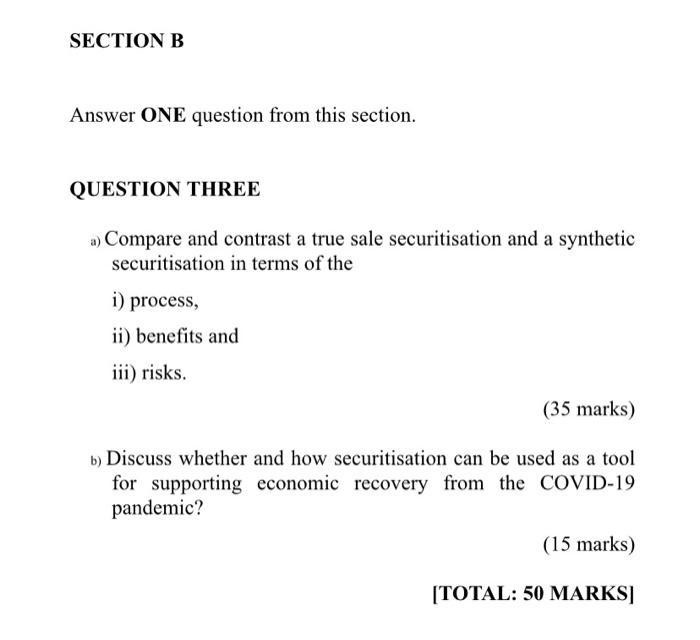 Solved SECTION B Answer ONE Question From This Section. | Chegg.com