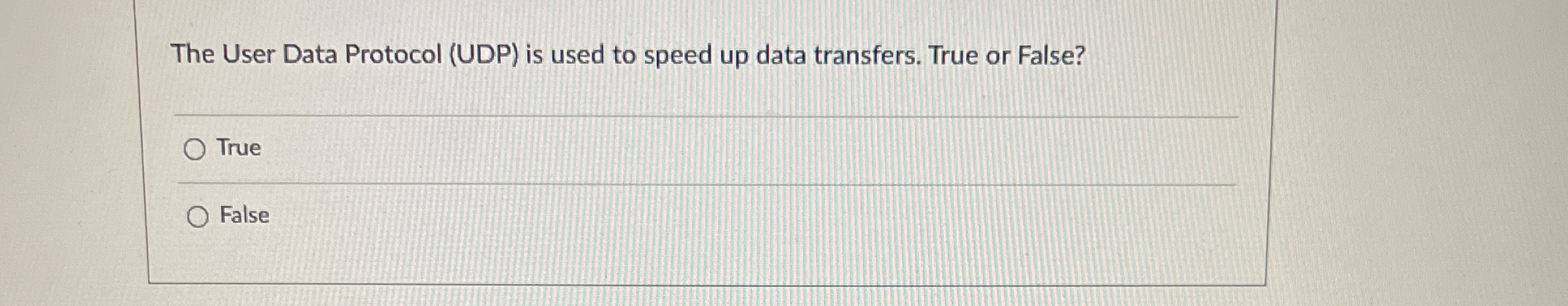 Solved The User Data Protocol (UDP) ﻿is used to speed up | Chegg.com