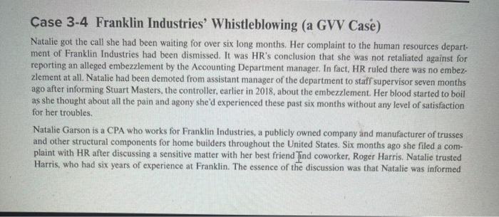 3 1 case study 2 franklin industries whistleblowing