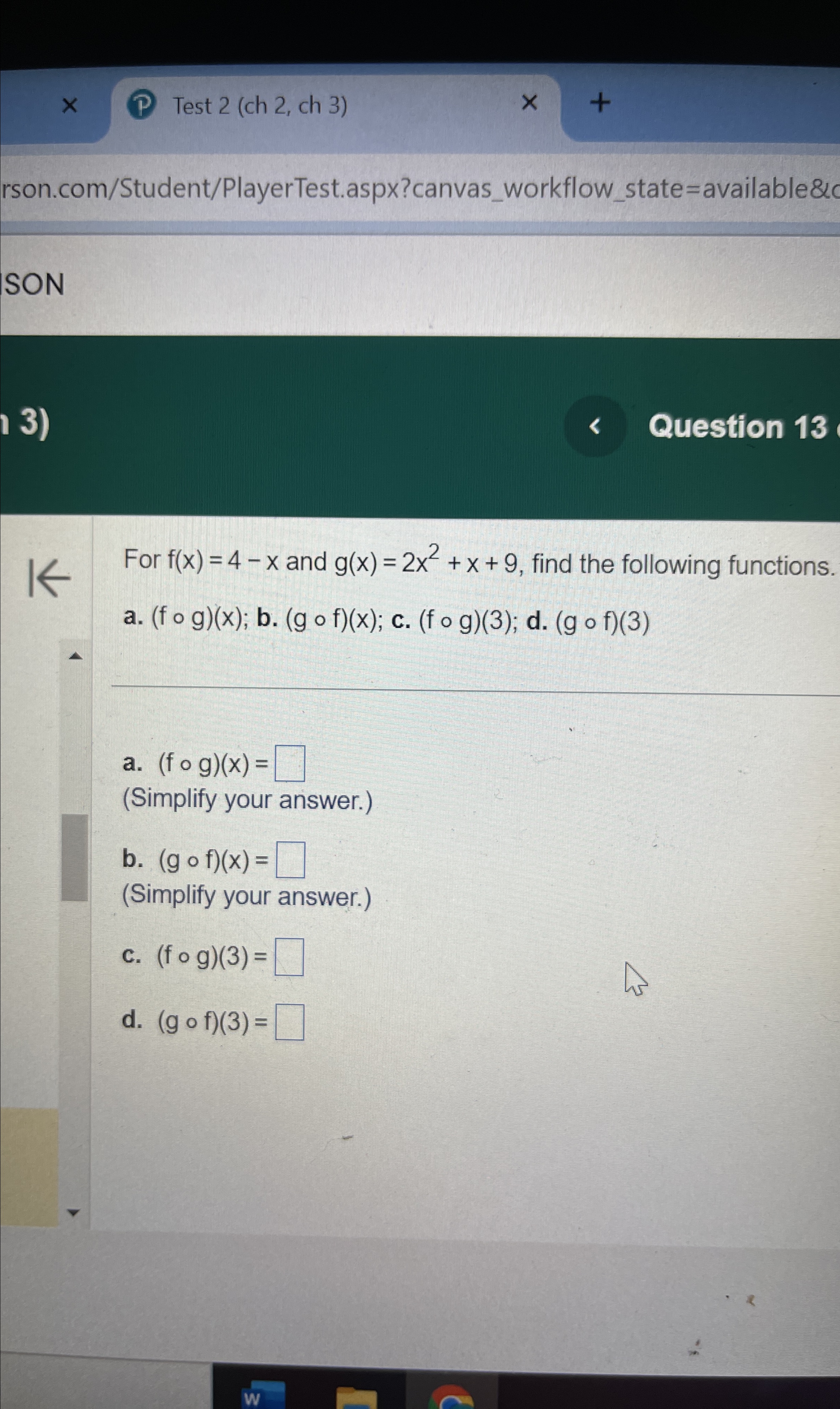 Solved Test 2 (ch 2, ﻿ch | Chegg.com