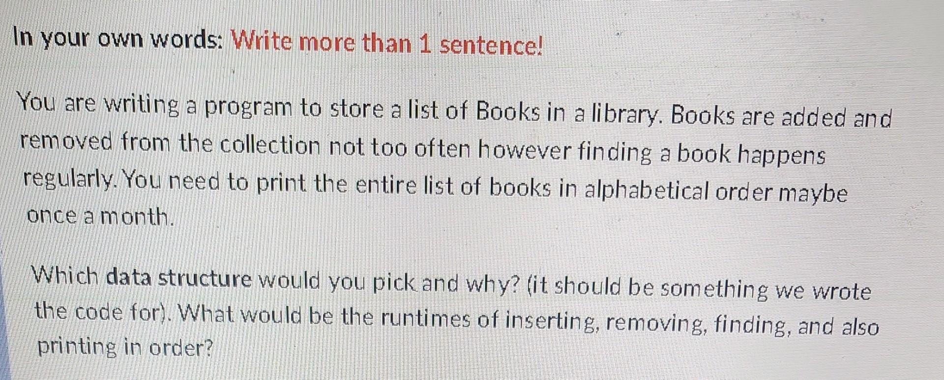 Solved In your own words: Write more than 1 sentence! You | Chegg.com