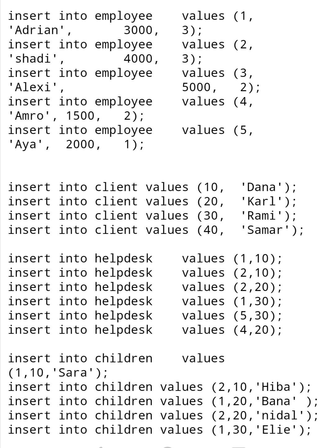 Solved Question 3: The below SQL DDL script explains the | Chegg.com