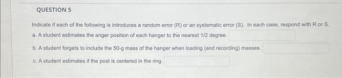 Solved Indicate if each of the following is introduces a | Chegg.com