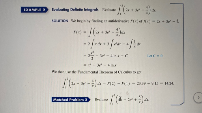 Solved EXAMPLE 2 Evaluating Definite Integrals Evalua | Chegg.com