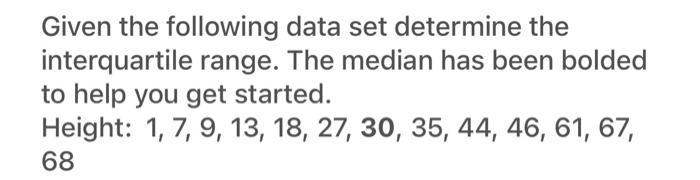 Solved Given the following data set determine the | Chegg.com