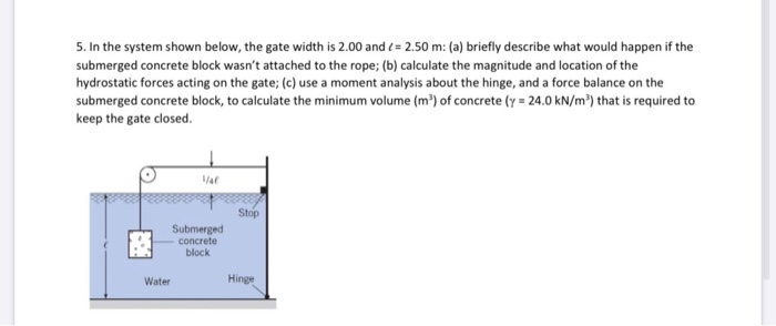 Solved 5. In the system shown below, the gate width is 2.00 | Chegg.com