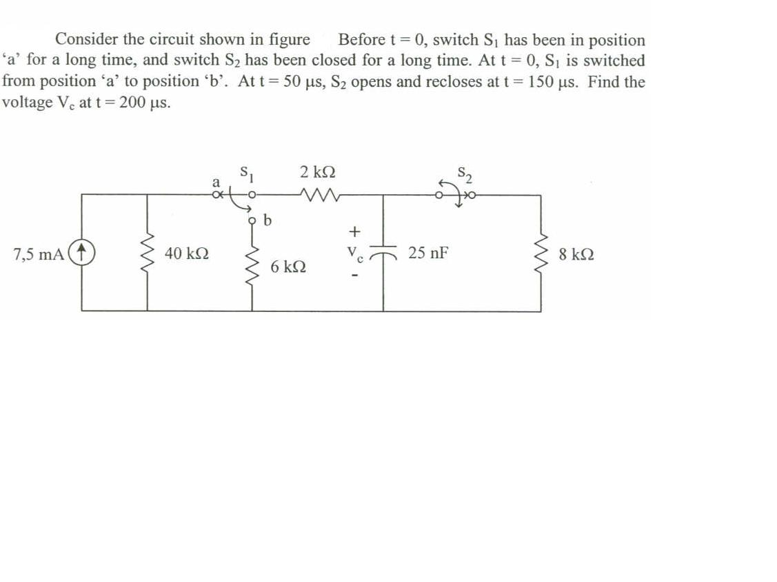 Solved Consider The Circuit Shown In Figure Before T 0 2073