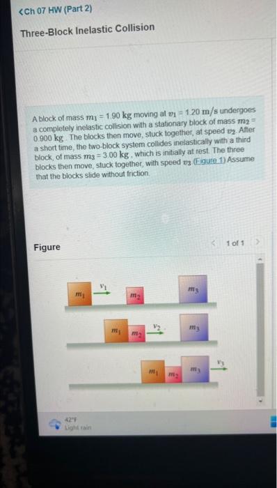 Solved A Block Of Mass M1 1 90 Kg Moving At V1 1 20 M S