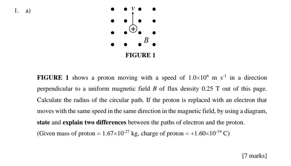 Solved 1. A) + B FIGURE 1 FIGURE 1 Shows A Proton Moving | Chegg.com