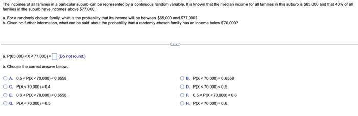Solved The incomes of all families in a particular suburb | Chegg.com