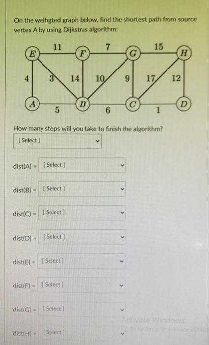 Solved On the weihgted graph below, find the shortest path | Chegg.com