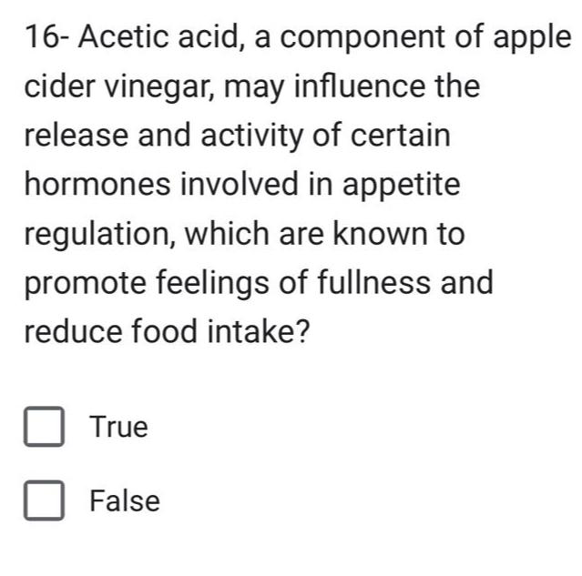 Solved 16 ﻿Acetic acid, a component of apple cider vinegar,