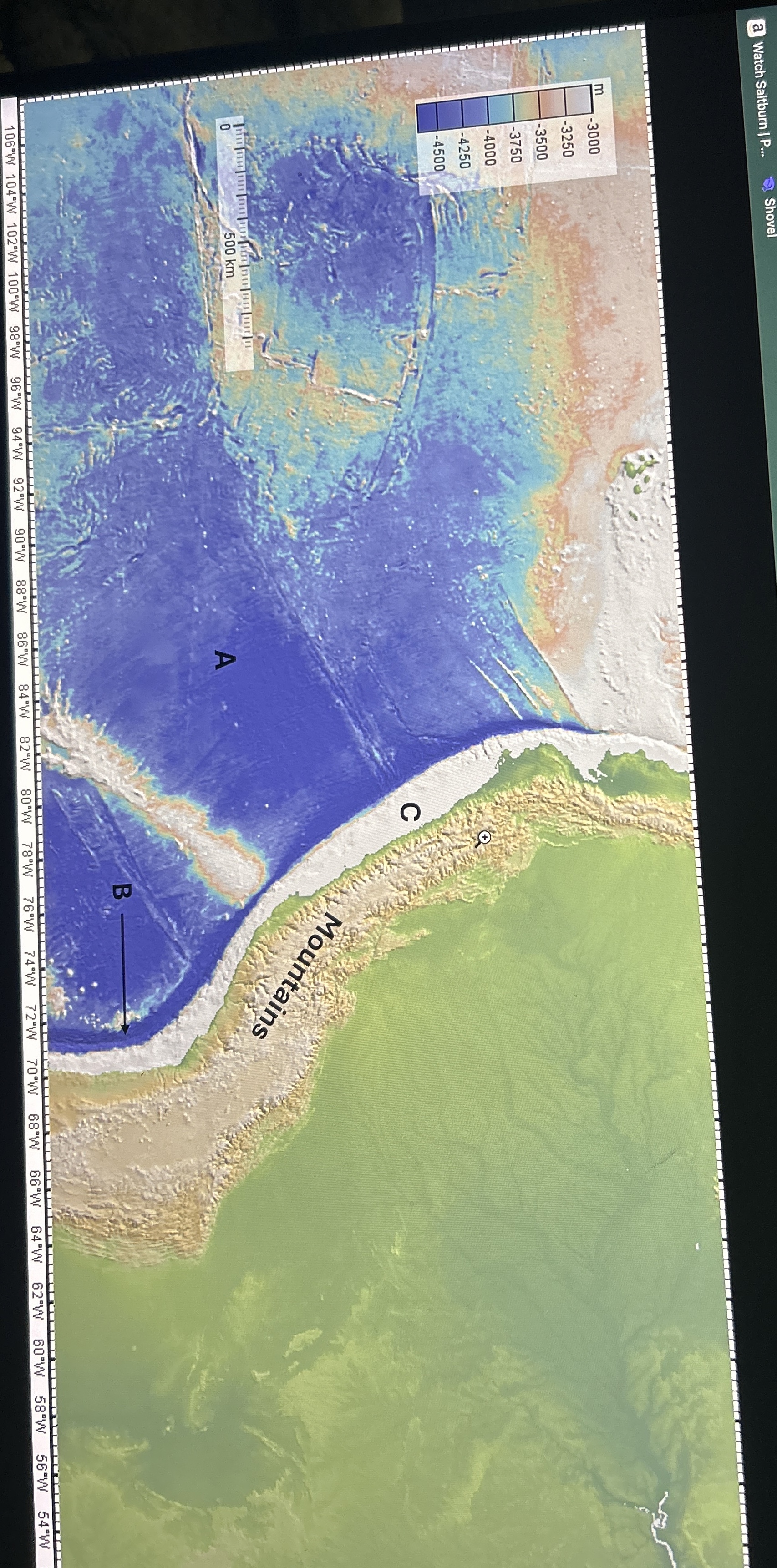 Solved What is the name of the deep-ocean feature marked "A" | Chegg.com