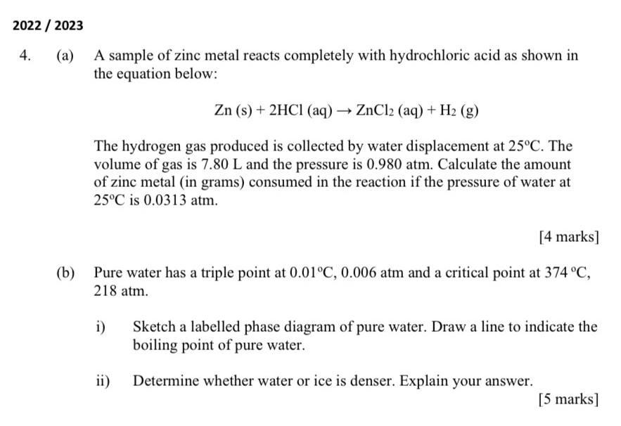A Sample Of Zinc Metal Reacts Completely With