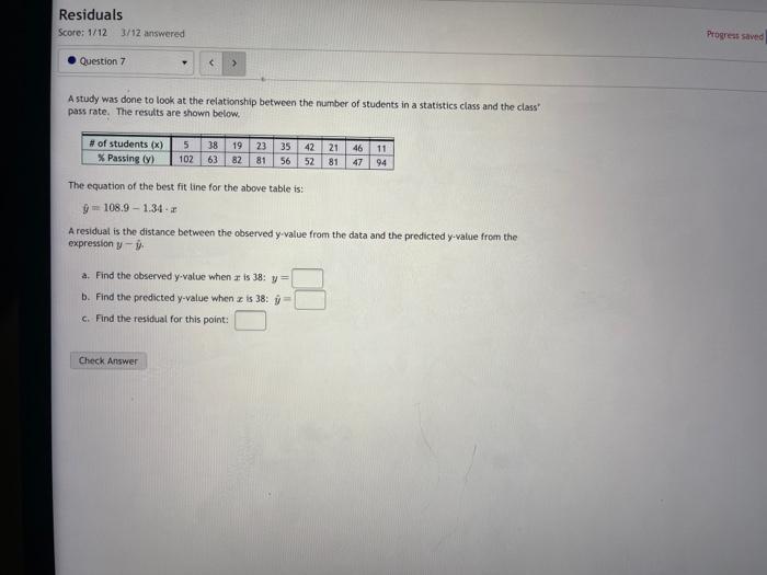Solved A study was done to look at the relationship between | Chegg.com