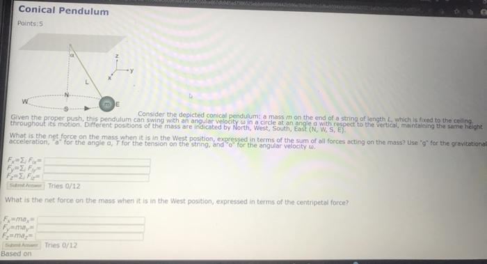 Solved Conical Pendulum Points Given The Proper Push Chegg Com