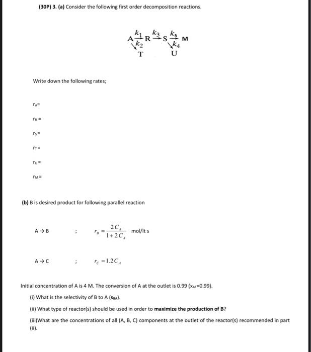 Solved (30P) 3. (a) Consider the following first order | Chegg.com